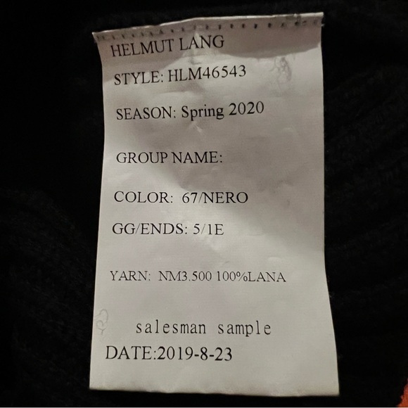 RARE! Helmut Lang Black Ribbed V-Neck Wool Sweater Top in Nero M - Picture 7 of 7